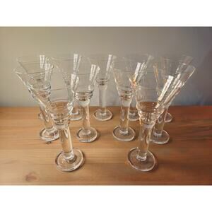 Vintage Lot Of 11 Martini or Liquor Ribbed Glasses